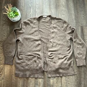 Madewell light brown open merino/alpaca wool cardigan with pockets C